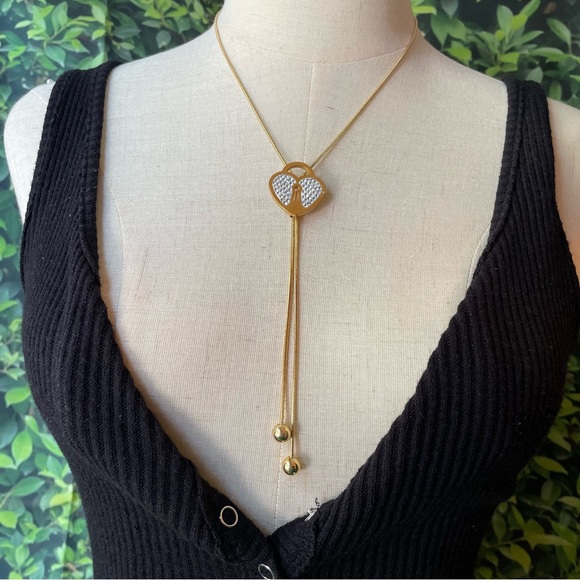 Adjustable Heart Lock Eternity Lariat Necklace - Picture 4 of 6